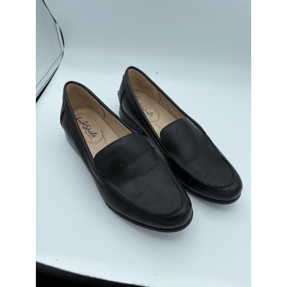 LifeStride Shoes Womens Size 7 Black Loafers Slip On Comfort Soft System
